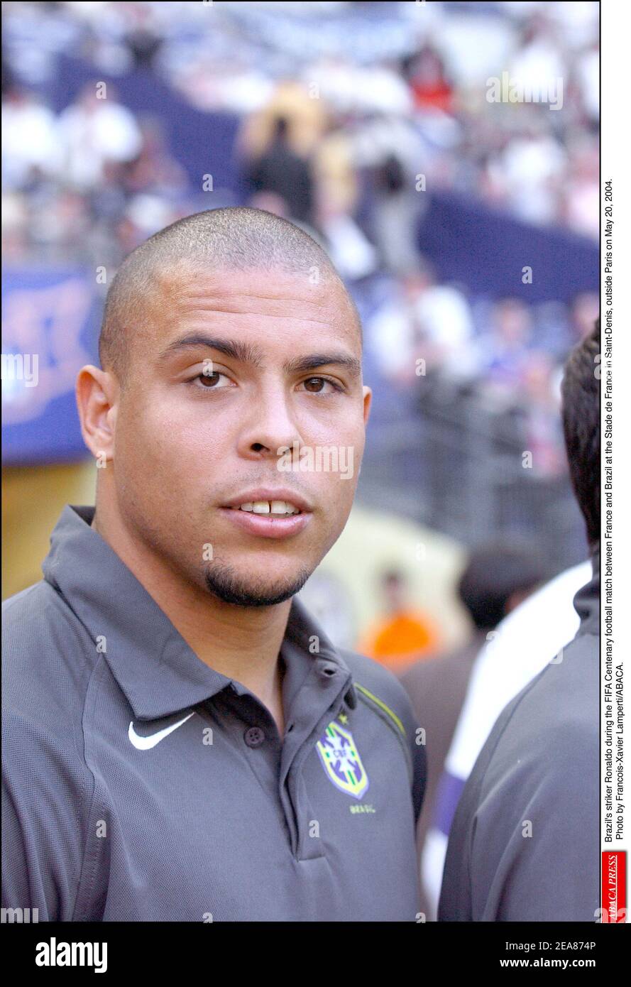 Brazil's striker Ronaldo during the FIFA Centenary football match between France and Brazil at the Stade de France in Saint-Denis, outside Paris on May 20, 2004. Photo by Francois-Xavier Lamperti/ABACA. Stock Photo