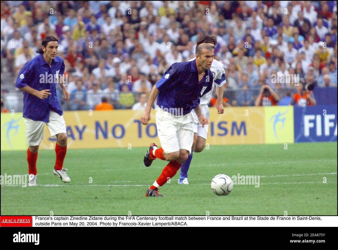France's captain Zinedine Zidane during the FIFA Centenary football match between France and Brazil at the Stade de France in Saint-Denis, outside Paris on May 20, 2004. Photo by Francois-Xavier Lamperti/ABACA. Stock Photo