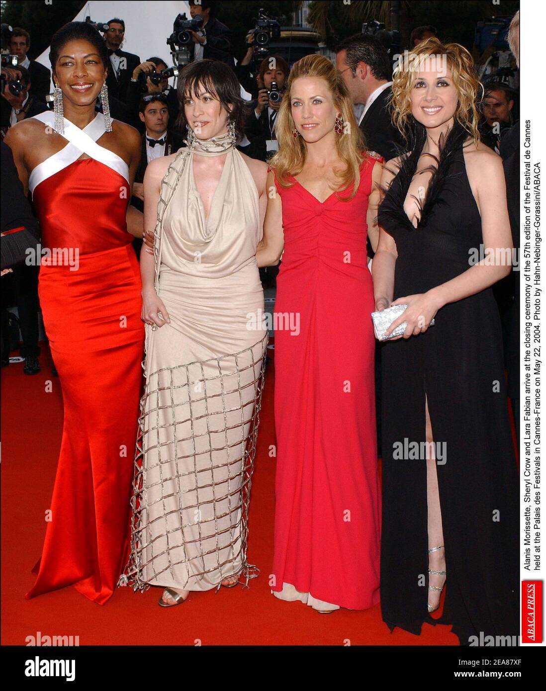Alanis Morissette, Sheryl Crow and Lara Fabian arrive at the closing ceremony of the 57th edition of the Festival de Cannes held at the Palais des Festivals in Cannes-France on May 22, 2004. Photo by Hahn-Nebinger-Gorassini/ABACA Stock Photo