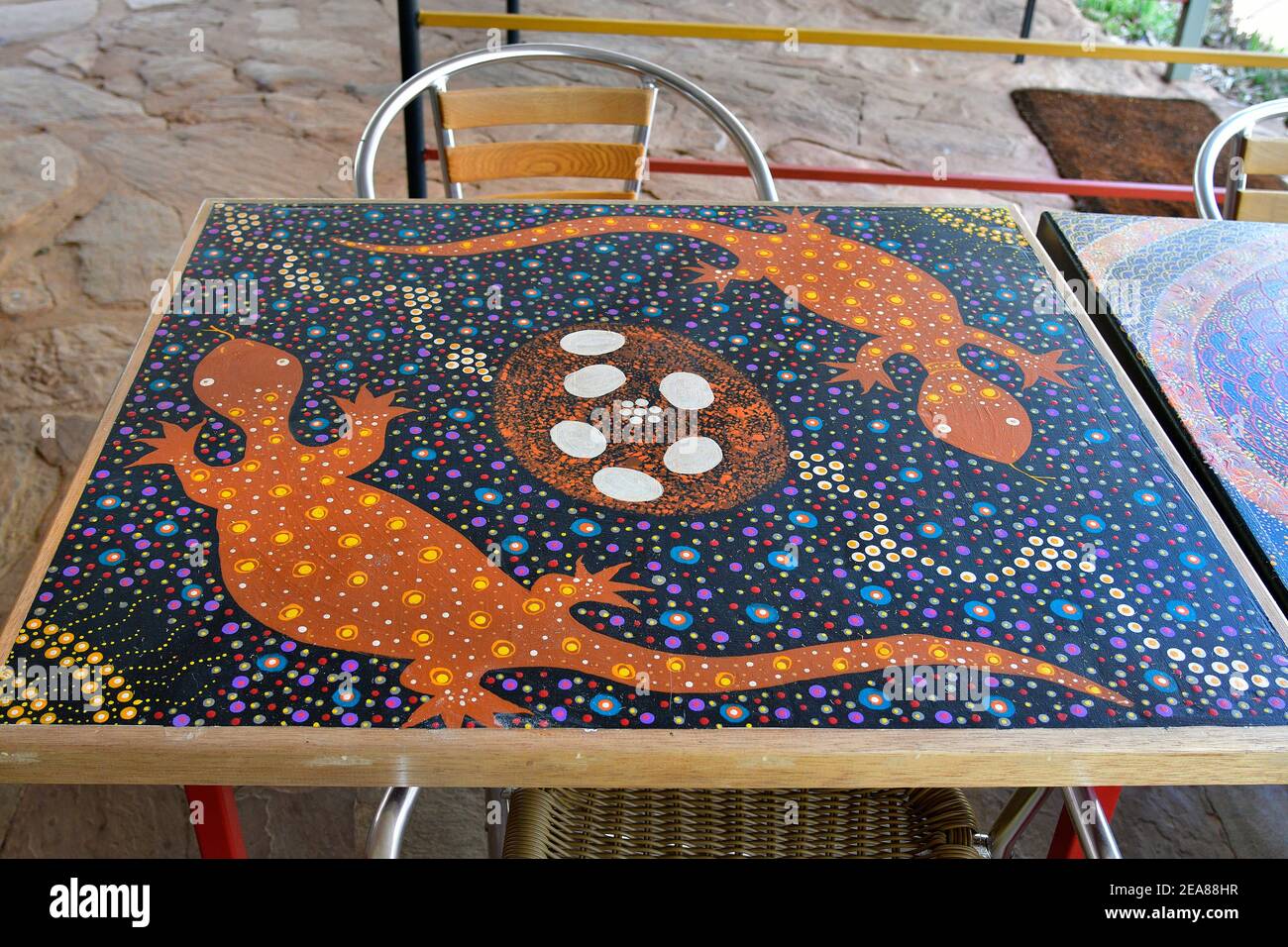 Alice Springs, NT, Australia November 20, 2017 Painting from unknown artist in traditional