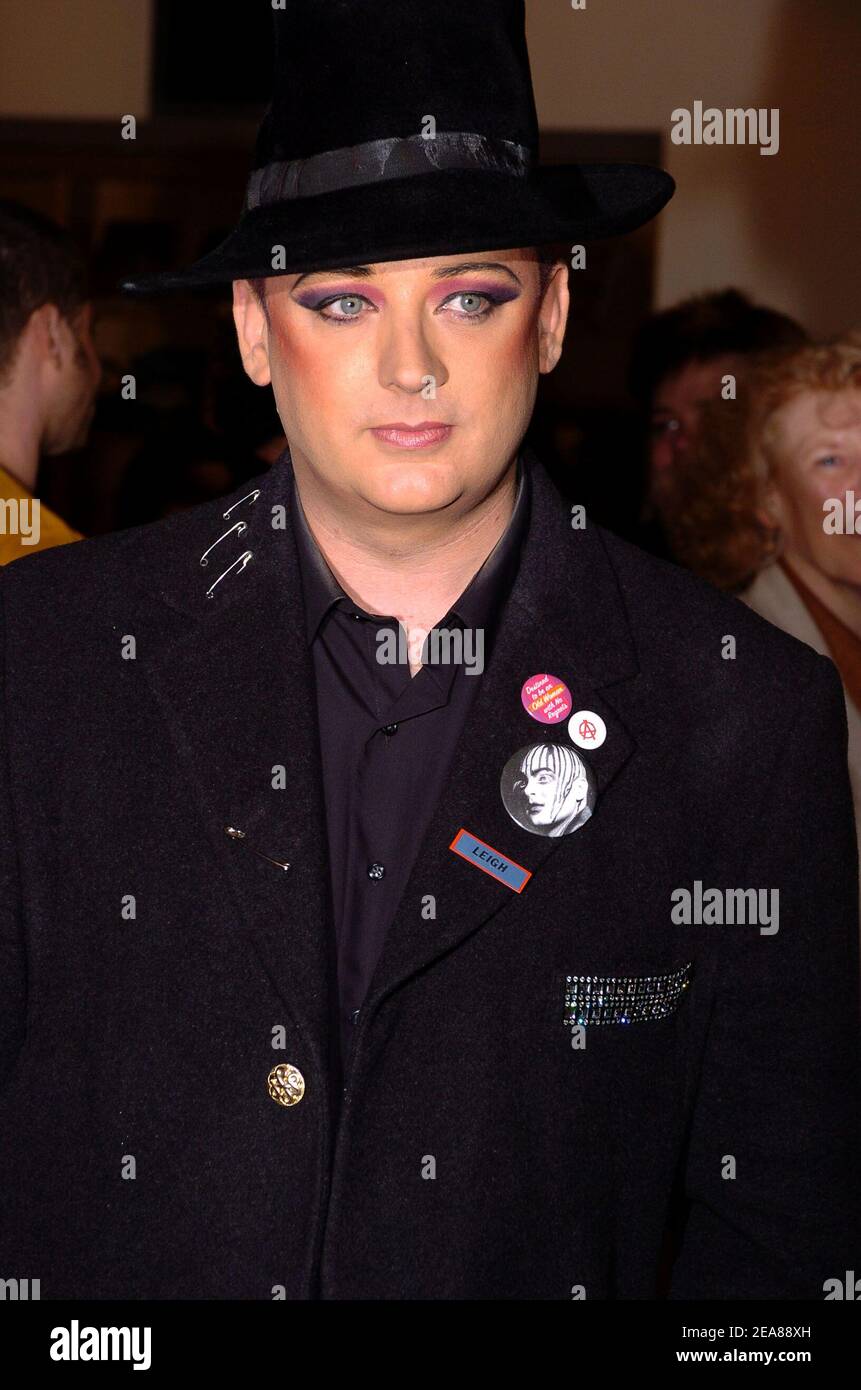 Boy George signed copies of the soundtrack of his broadway Musical Taboo at Virgin Megastore Times Square in New York, on Thursday May 27, 2004. (Pictured : Boy George). Photo by Nicolas Khayat/ABACA. Stock Photo