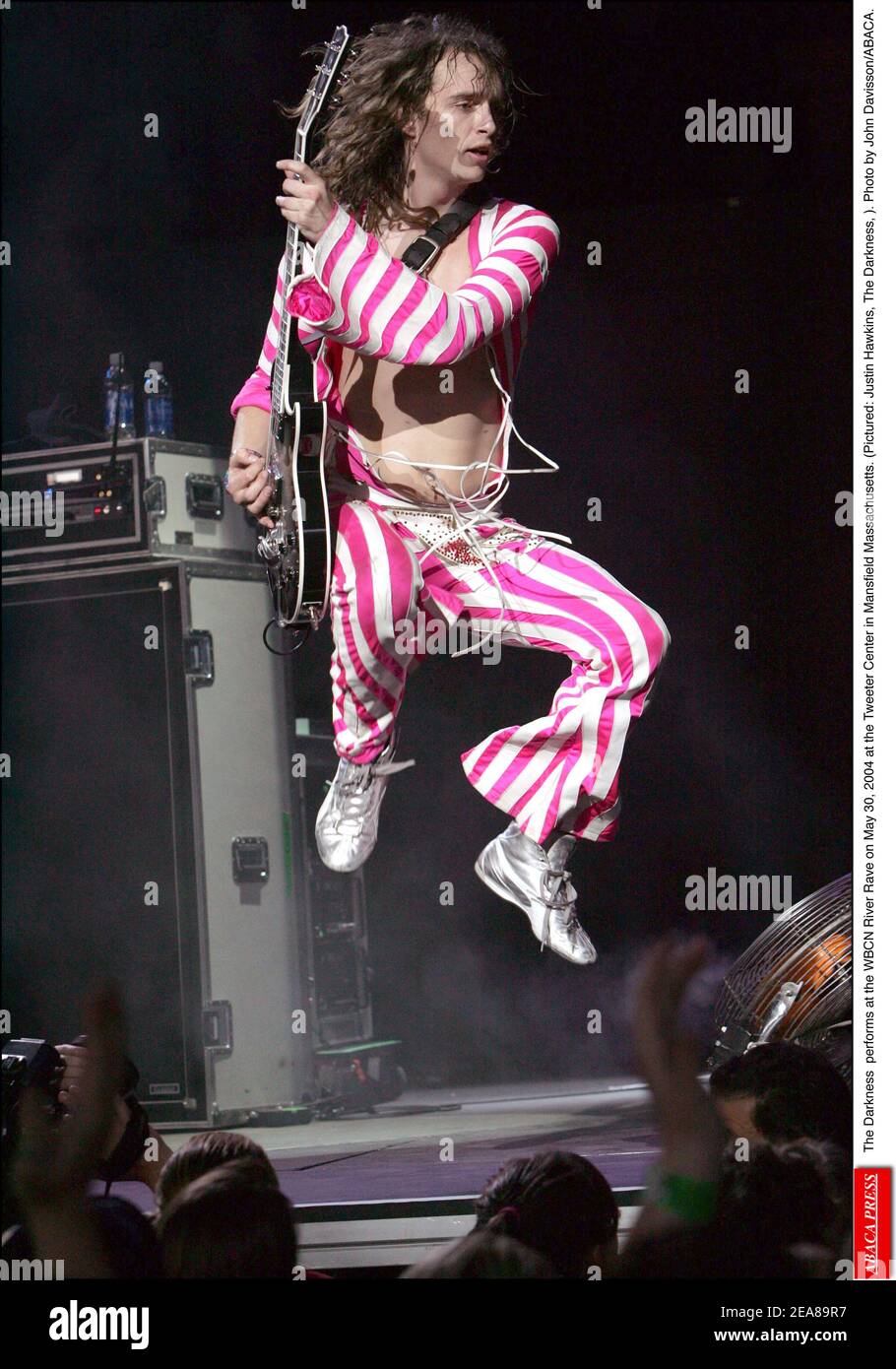 The Darkness performs at the WBCN River Rave on May 30, 2004 at the ...