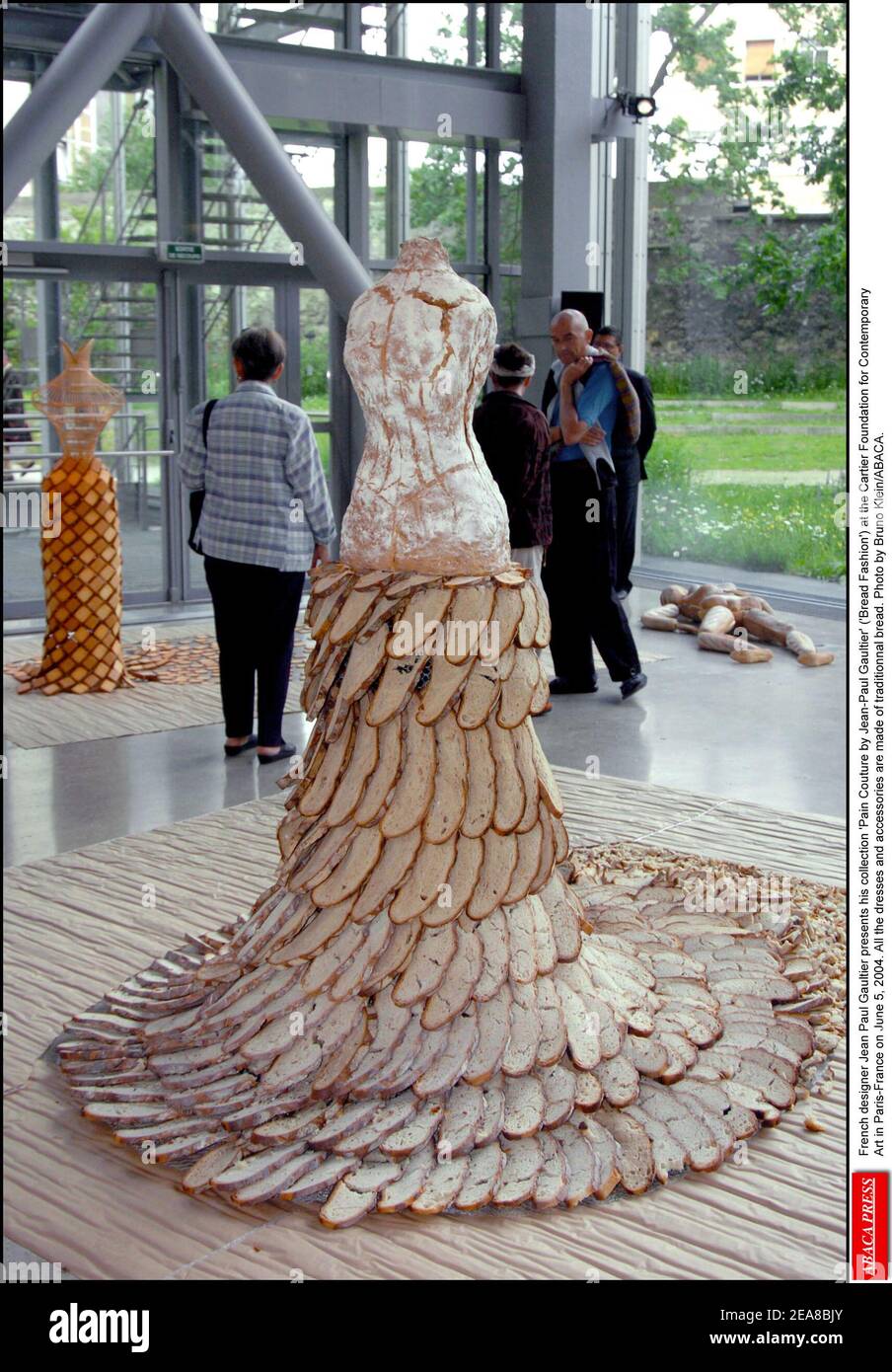 French designer Jean Paul Gaultier presents his collection 'Pain Couture by  Jean-Paul Gaultier' ('Bread Fashion') at the Cartier Foundation for  Contemporary Art in Paris-France on June 5, 2004. All the dresses and