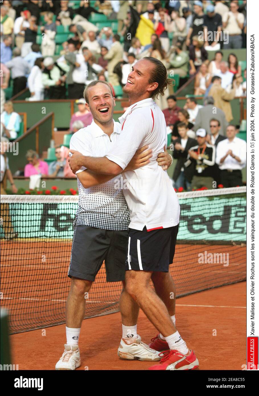 Xavier Malisse et Olivier Rochus sont les vainqueurs du double de Roland  Garros le 05 juin 2004. Photo by Gorassini-Zabulon/ABACA Stock Photo - Alamy