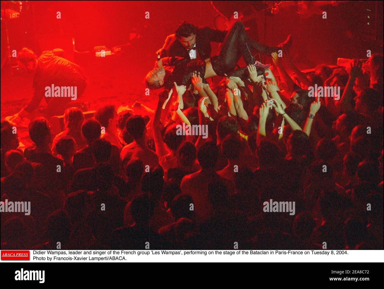 Didier Wampas, leader and singer of the French group 'Les Wampas', performing on the stage of the Bataclan in Paris-France on Tuesday 8, 2004. Photo by Francois-Xavier Lamperti/ABACA. Stock Photo
