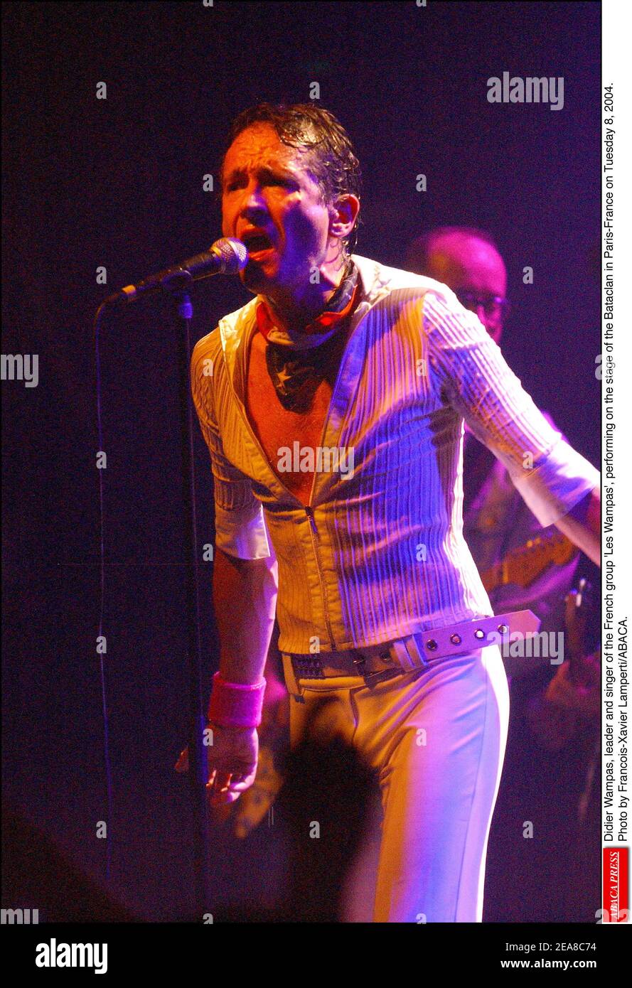 Didier Wampas, leader and singer of the French group 'Les Wampas', performing on the stage of the Bataclan in Paris-France on Tuesday 8, 2004. Photo by Francois-Xavier Lamperti/ABACA. Stock Photo