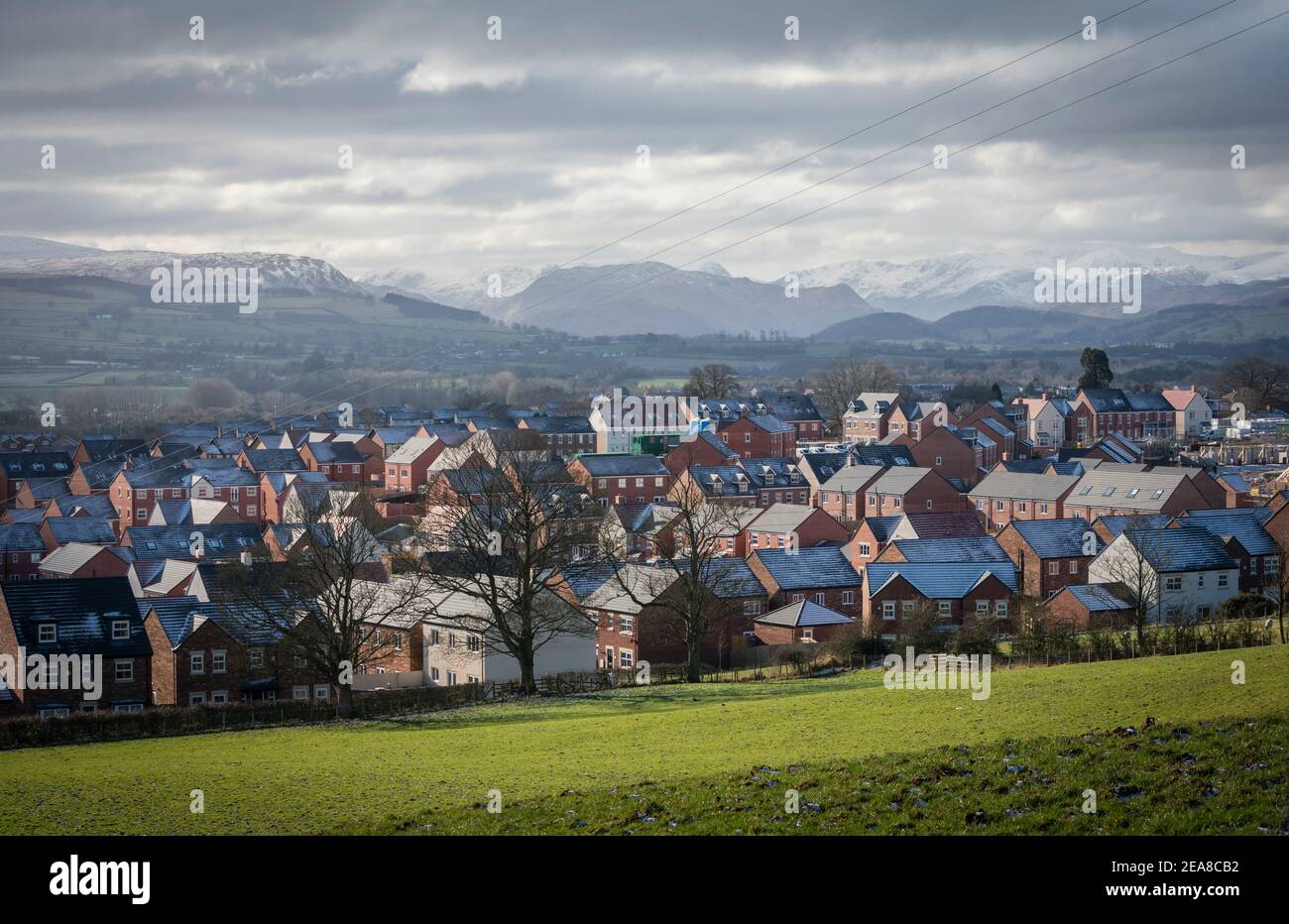 New housing estate in Penrith, Cumbria, on the edge of the Lake District Stock Photo