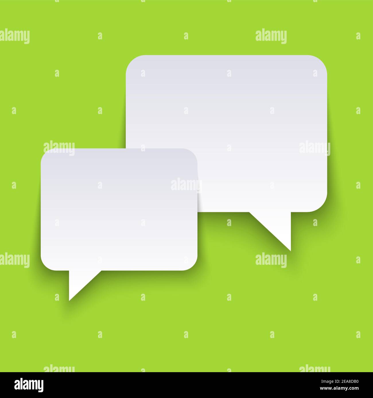 EPS vector illustration of white speech bubbles with shadows on green ...