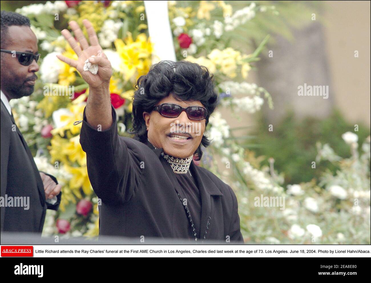 Little Richard attends the Ray Charles' funeral at the First AME Church