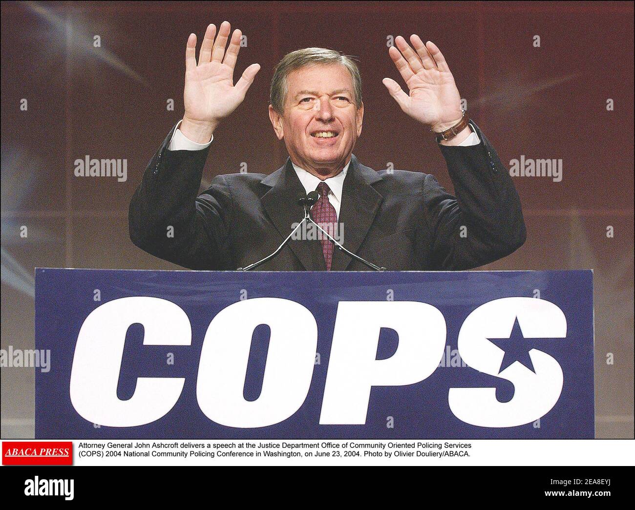 Washington DC 6/23/04. Attorney General John Ashcroft delivers a speech