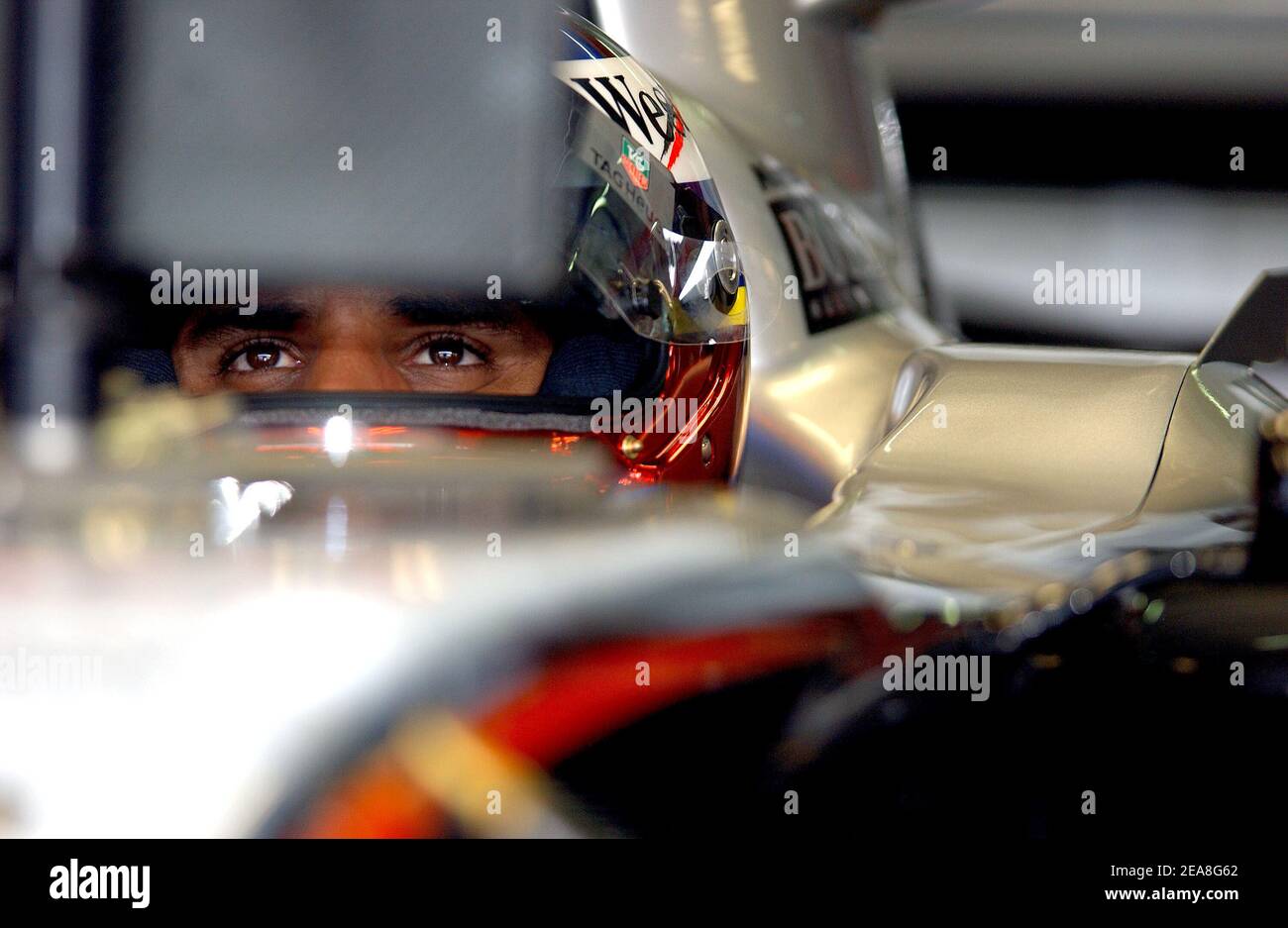 Colombian Formula 1 driver Juan Pablo Montoya (team McLaren Mercedes) during the G.P of the Sepang circuit, Malaysia, on March 19, 2005. Photo by Thierry Gromik/ABACA Stock Photo