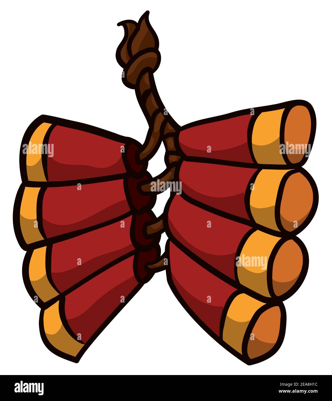 Traditional firecrackers tubes and tied string to celebrate the Chinese New Year, isolated over white background. Stock Vector