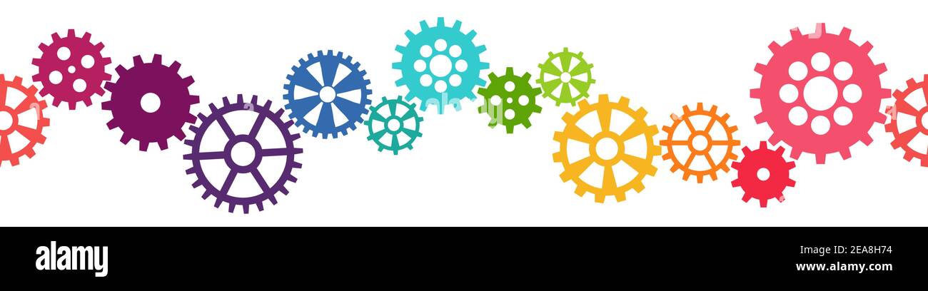eps seamless vector illustration of colored gears symbolizing cooperation or teamwork process Stock Vector