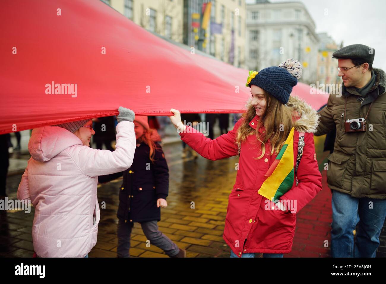 VILNIUS, LITHUANIA - MARCH 11, 2020: Thousands of people taking part in a festive events as Lithuania marked the 30th anniversary of its independence Stock Photo