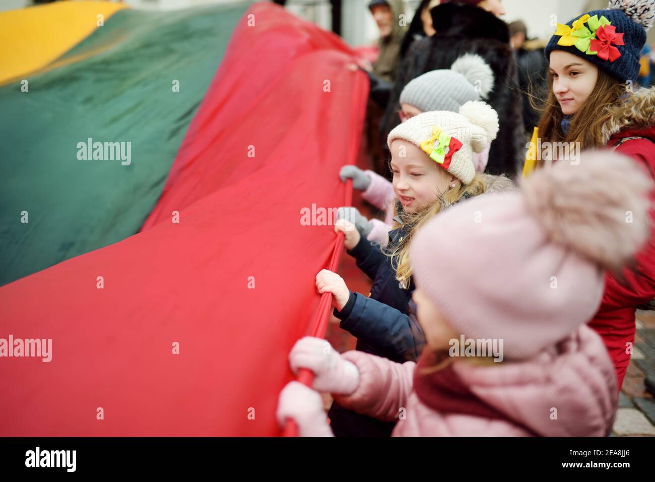 VILNIUS, LITHUANIA - MARCH 11, 2020: Thousands of people taking part in a festive events as Lithuania marked the 30th anniversary of its independence Stock Photo