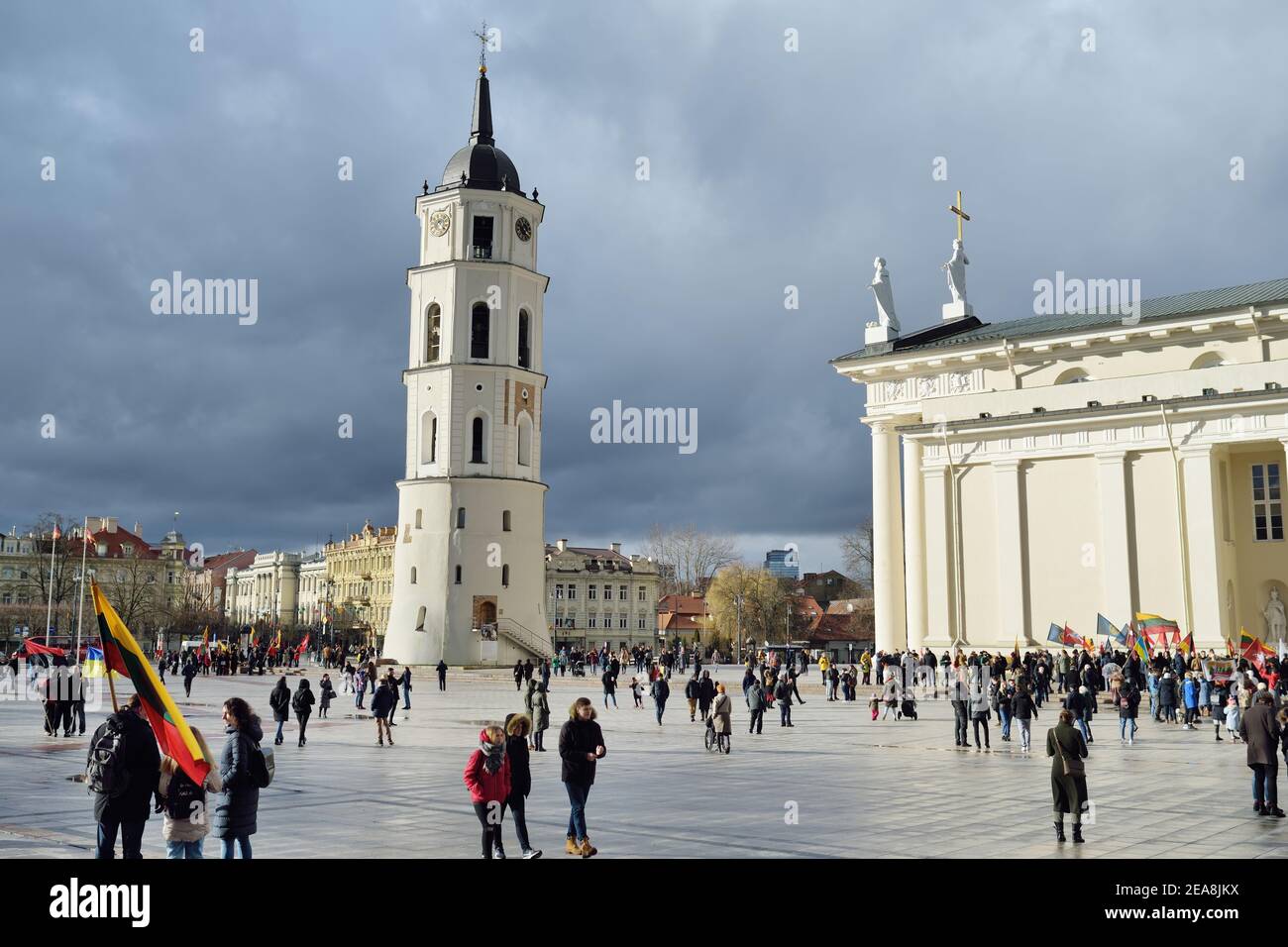VILNIUS, LITHUANIA - MARCH 11, 2020: Thousands of people taking part in a festive events as Lithuania marked the 30th anniversary of its independence Stock Photo