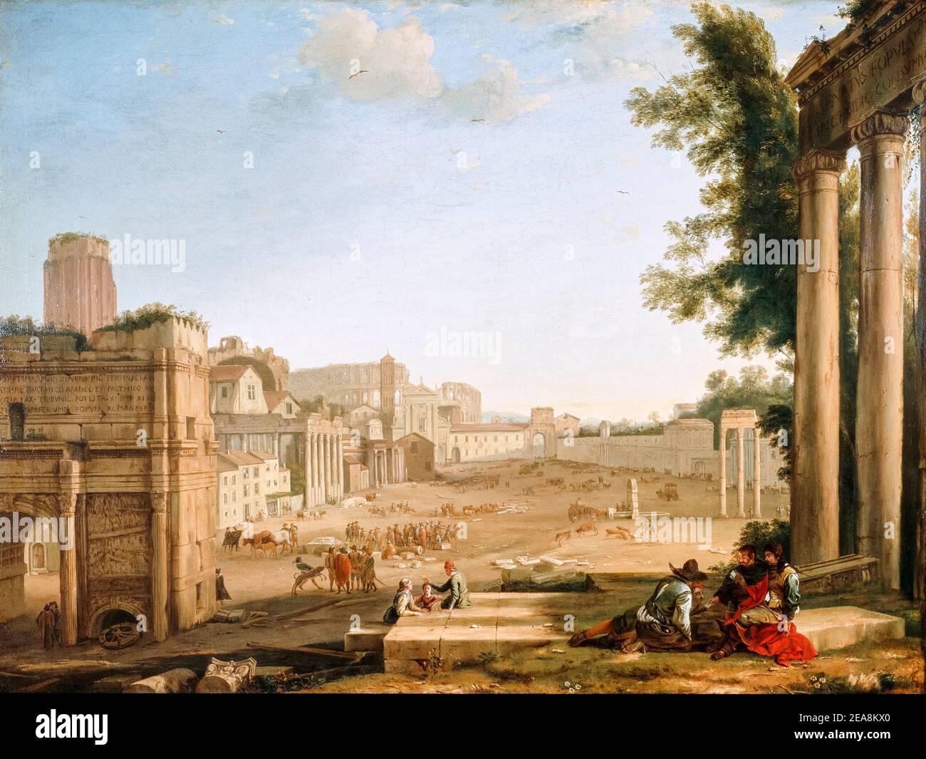 Circle of Claude Lorrain, The Campo Vaccino, Rome, landscape painting, 1640-1649 Stock Photo