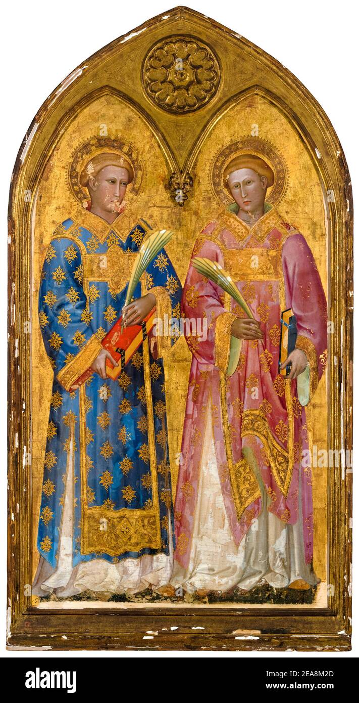 Giuliano di Simone da Lucca, Two Deacon Saints, painting, circa 1395 Stock Photo