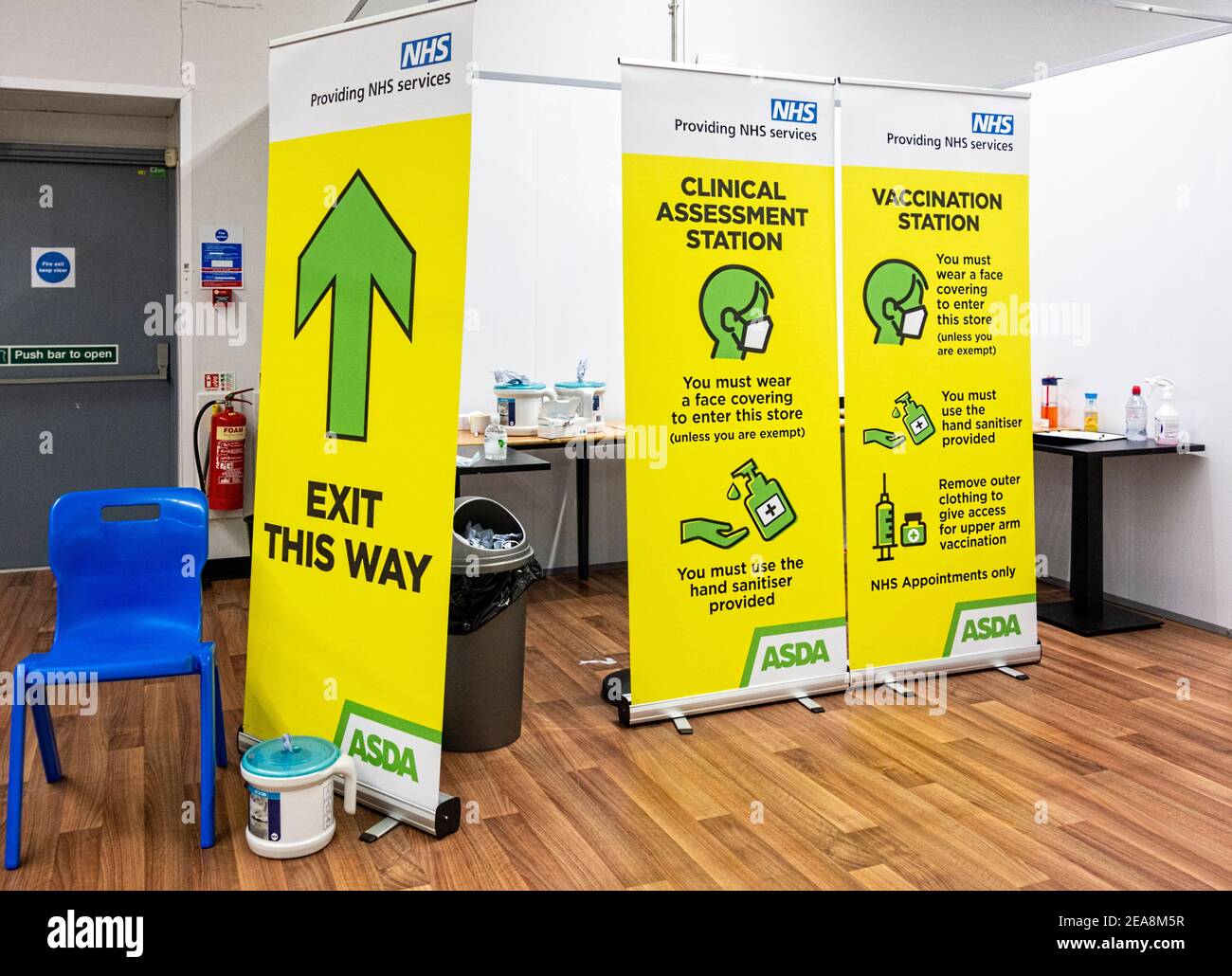 NHS Covid19 Vaccination Centre at Asda, Watford Hertfordshire UK Stock