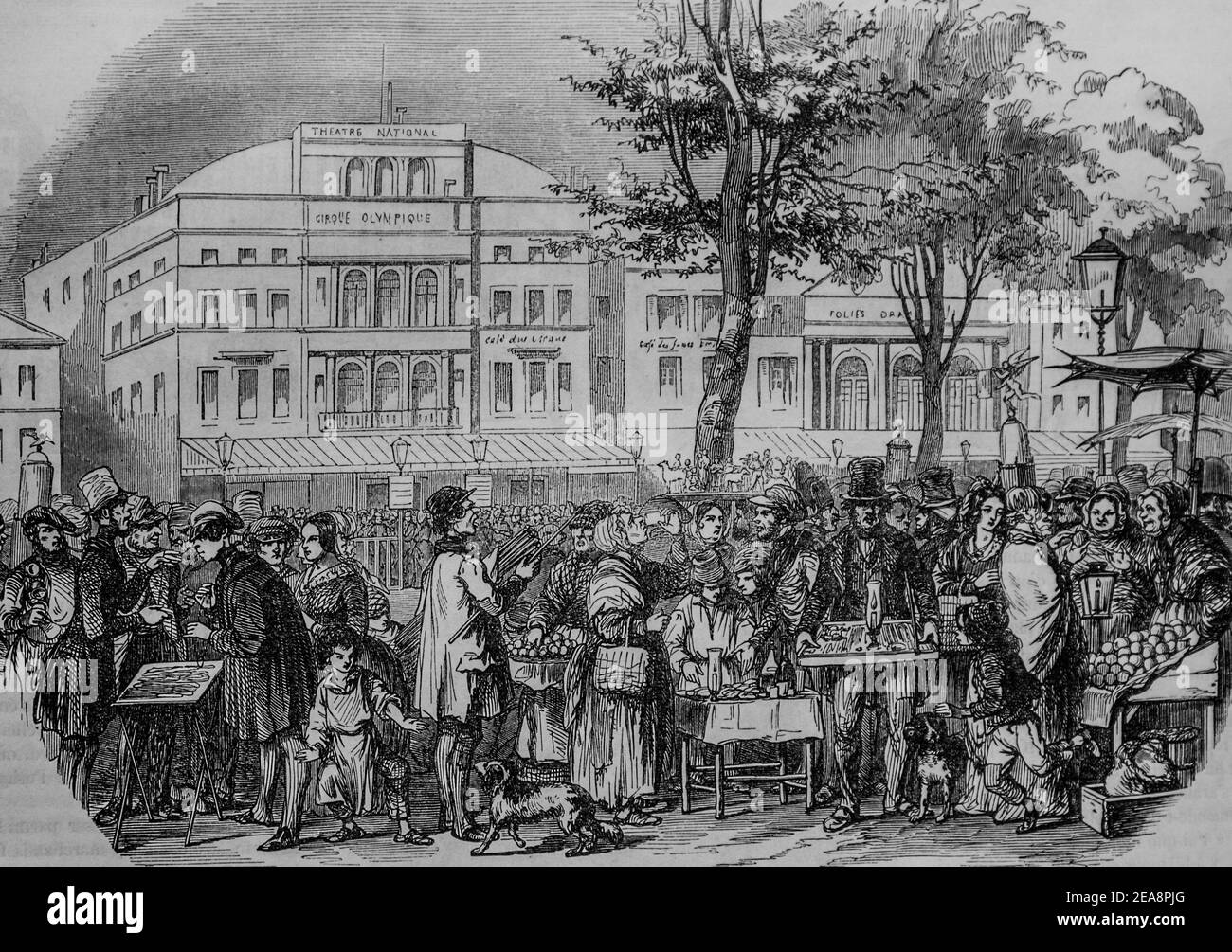 boulevard du temple, tableau de paris par edmond texier,editeur paulin et le chevalier 1852 Stock Photo