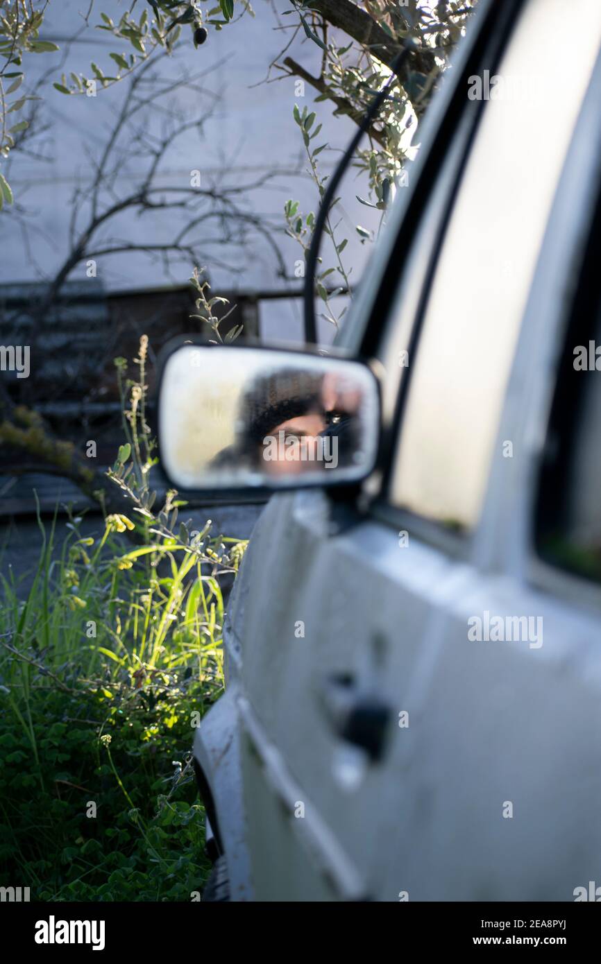 Reflection in the mirror Stock Photo