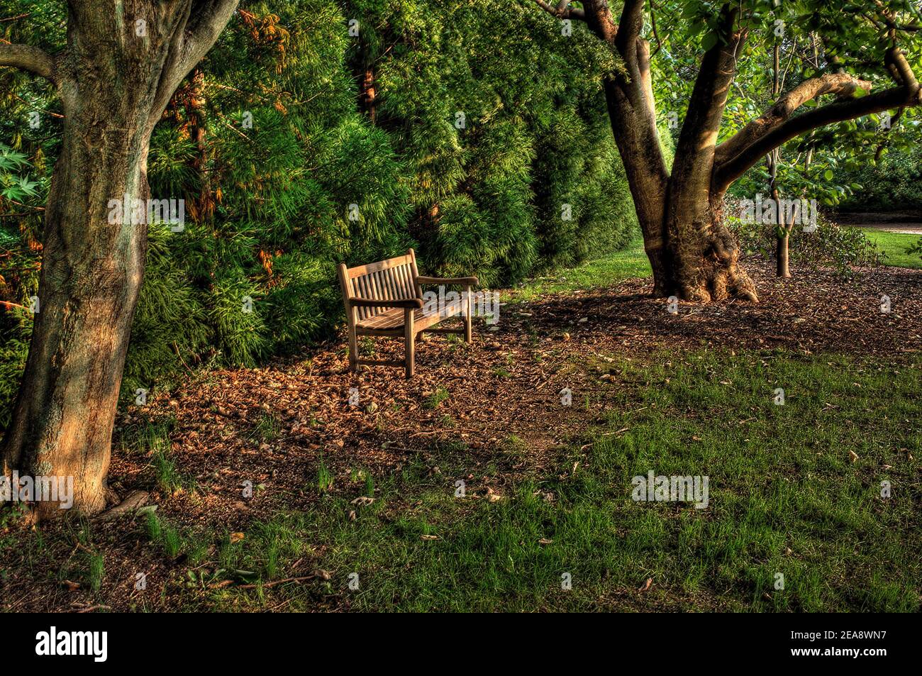 Planting Fields Oyster Bay garden bench Stock Photo Alamy
