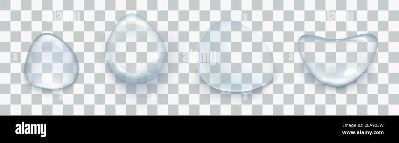 Realistic rain drops on the transparent background. Stock Vector