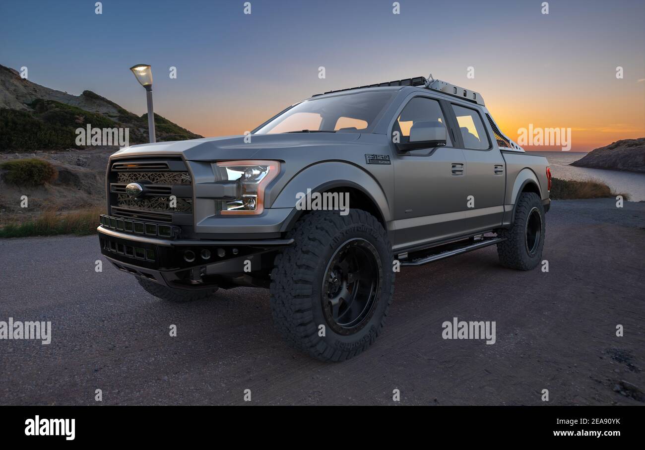 Ford F-150 Raptor on the road Stock Photo