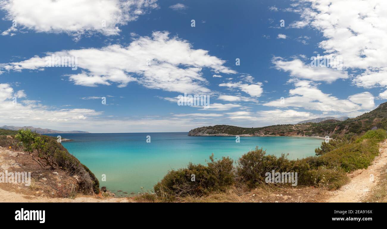 Exotic beach of Istro (or Voulisma), near Agios Nikolaos town, in Lasithi region, Crete island, Mediterranean, Greece, Europe Stock Photo