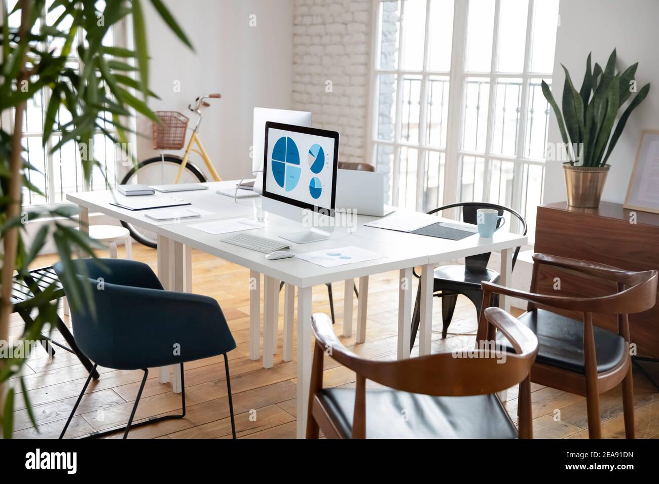 Modern loft office for small marketing team Stock Photo