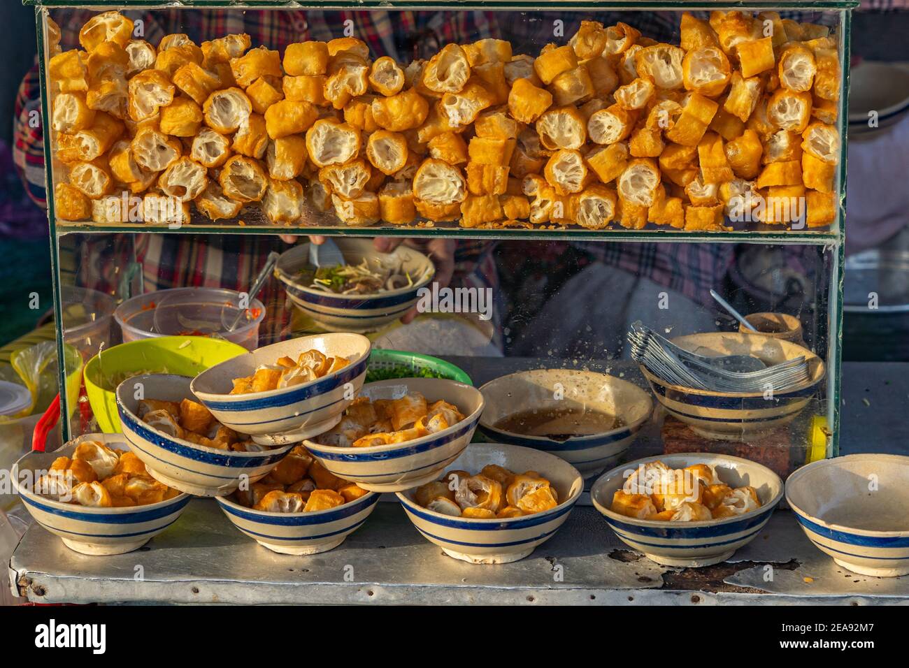 Beautiful photo of a deepfried bread doughs at local breakfast vendor