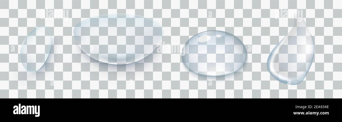 Water drops set isolated on the transparent background. Stock Vector