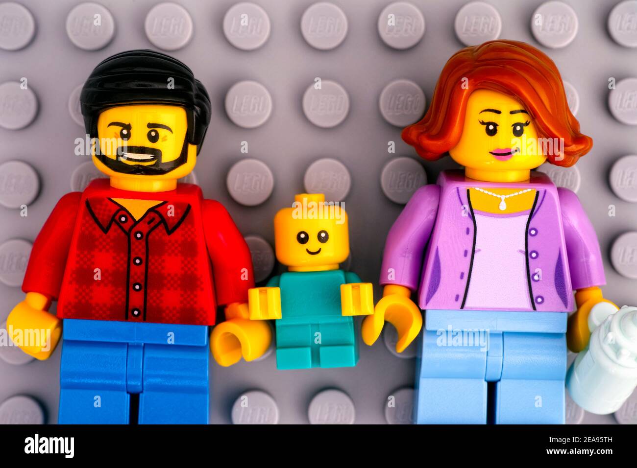 Tambov, Russian January 17, 2021 Lego family - father, mother and minifigures on gray baseplate background Photo - Alamy
