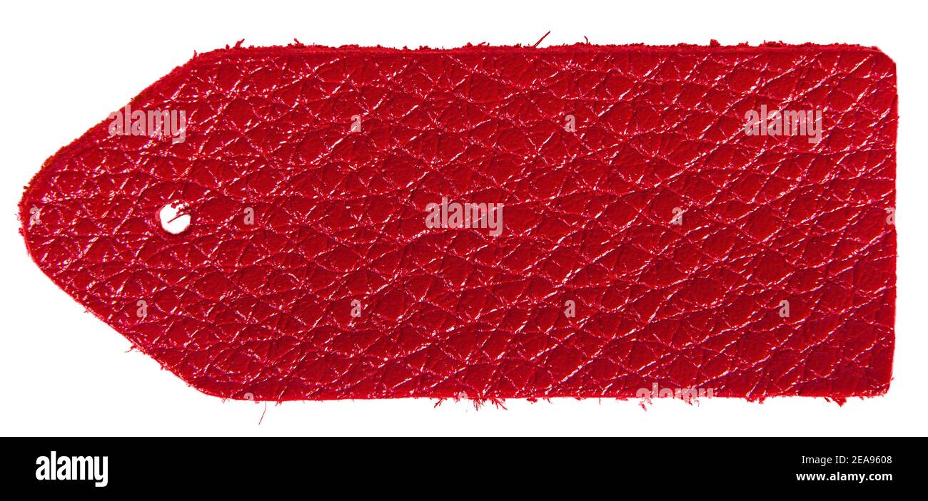 Red leather swatch isolated on white background Stock Photo