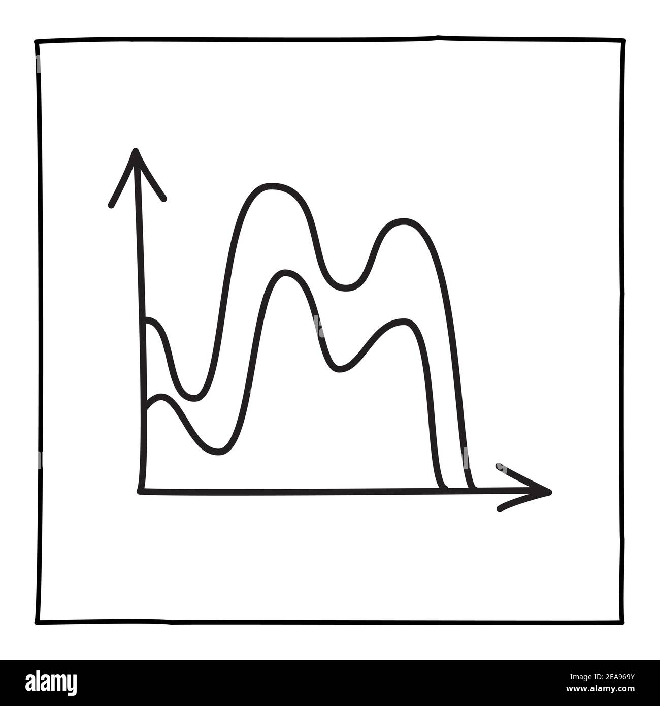 Doodle graph chart icon or logo, hand drawn with thin black line Stock