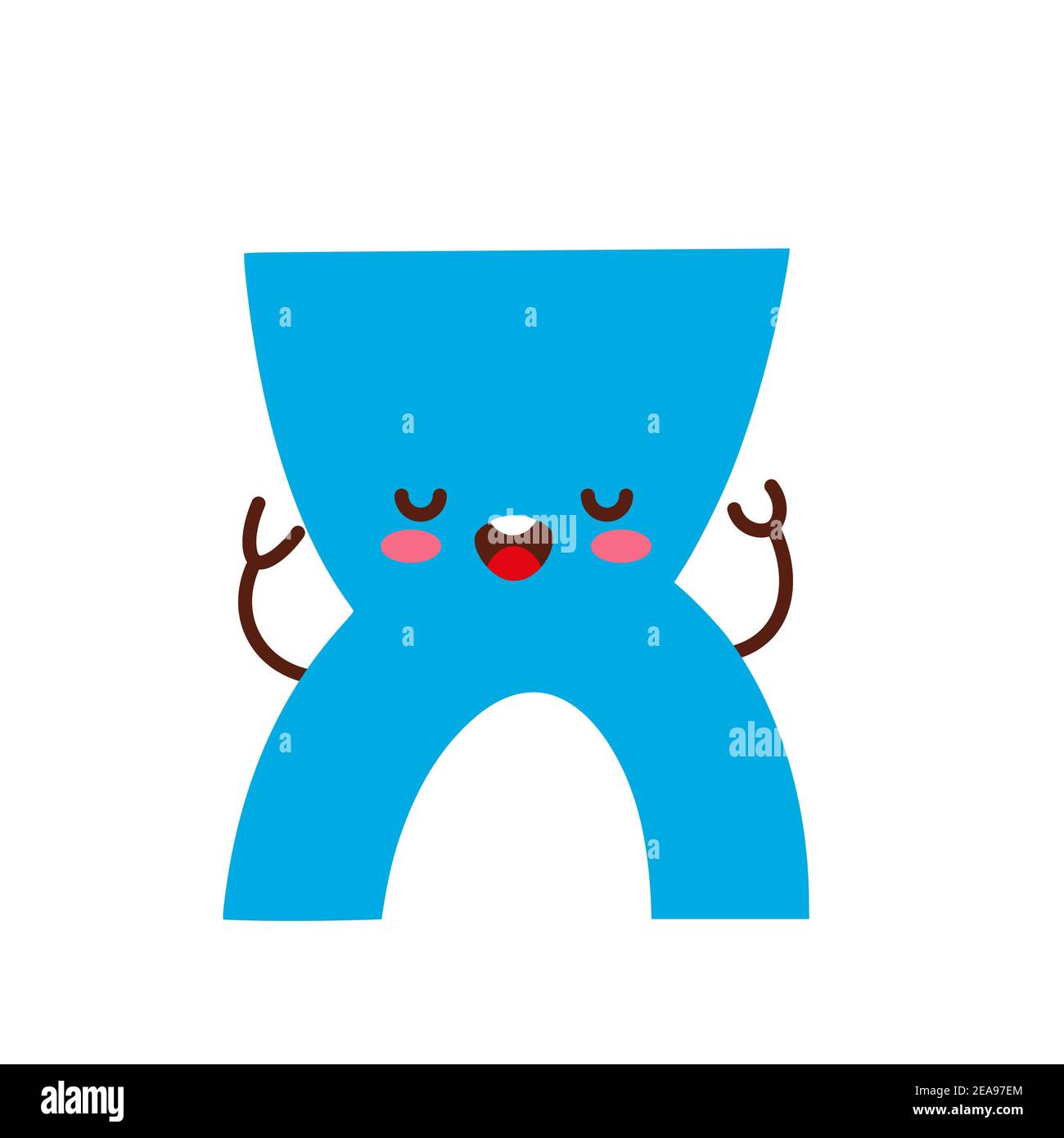 Letter X. Funny character with cute face. Design for kids room, poster, nursery typography Stock