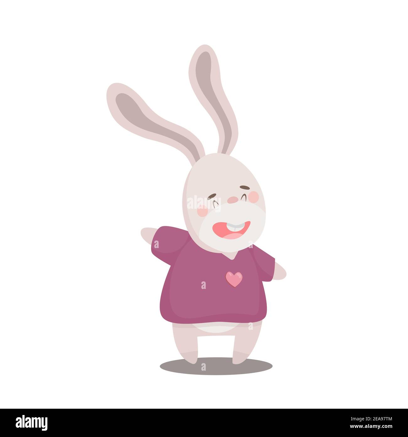 Cute cartoon Easter bunny isolated vector Illustration on a white ...