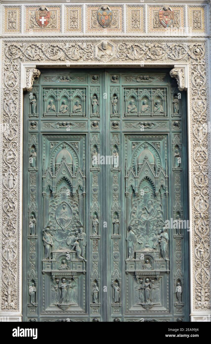door of Duomo in Florence, Italy Stock Photo