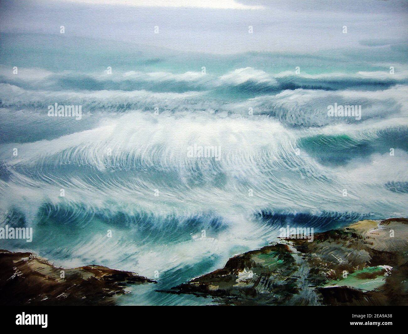 Abstract ,watercolor ,, background , wave Stock Photo