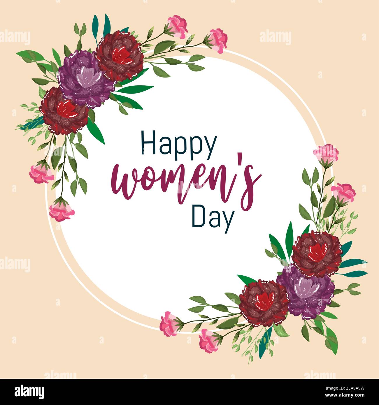 womens day lettering and flowers natural floral banner vector ...