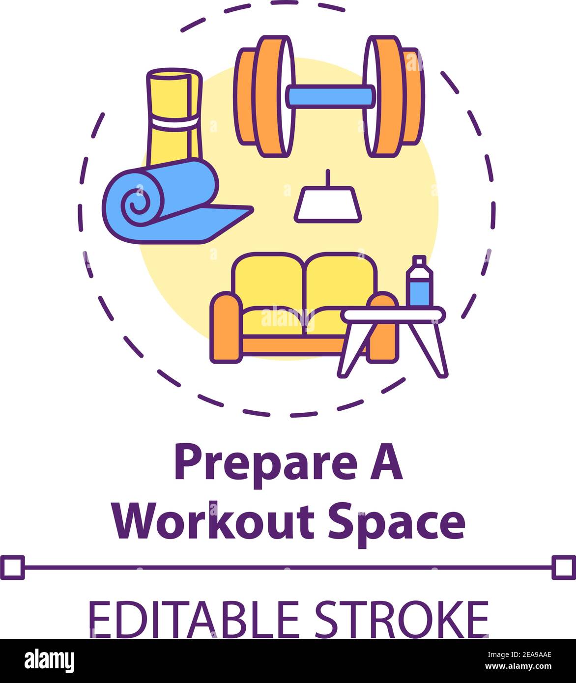Preparing workout space concept icon Stock Vector