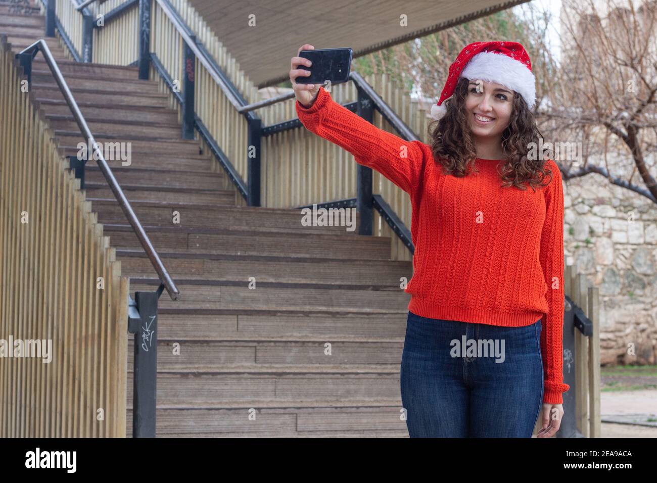 Beautiful woman santa hat hi-res stock photography and images - Alamy