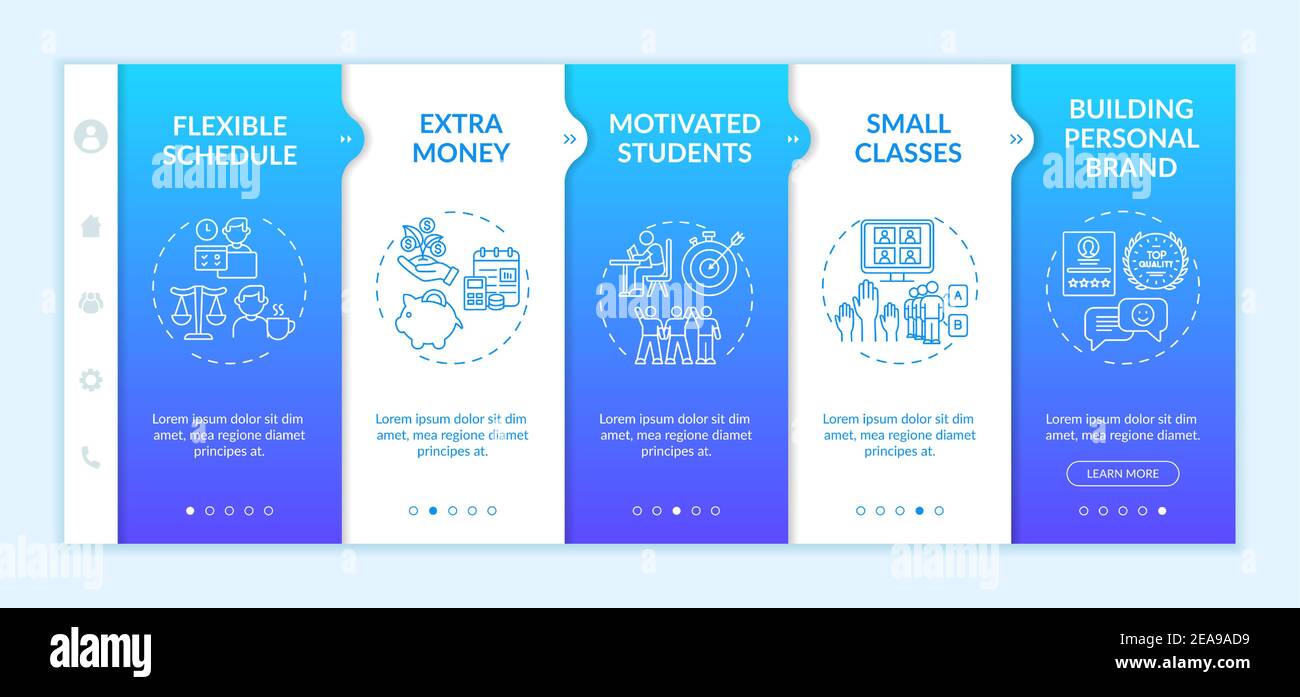 Online tutoring benefits onboarding vector template Stock Vector