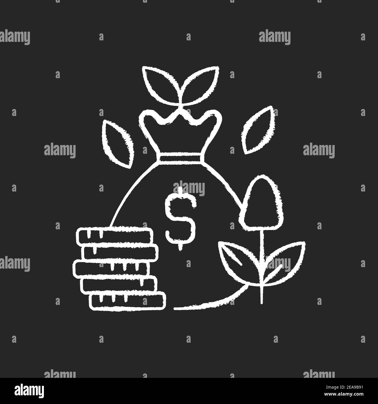 Cost efficiency chalk white icon on black background Stock Vector Image
