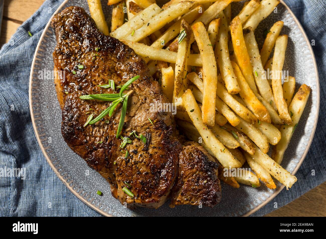 Homemade Rosemary Steak and French Fries with Salt Stock Photo Alamy