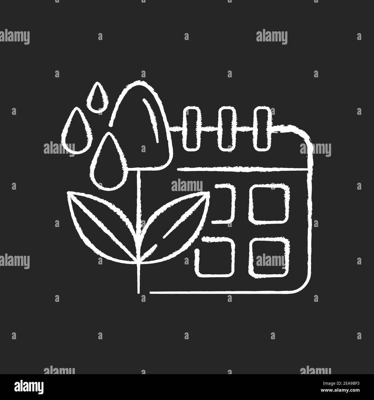 Irrigation scheduling chalk white icon on black background Stock Vector