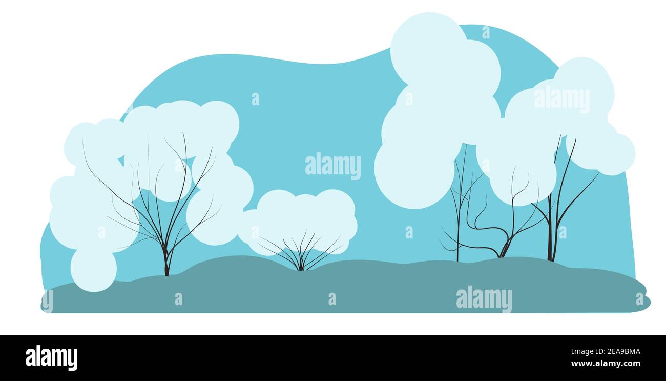 Winter Landscape in flat style, vector illustration. Stock Vector