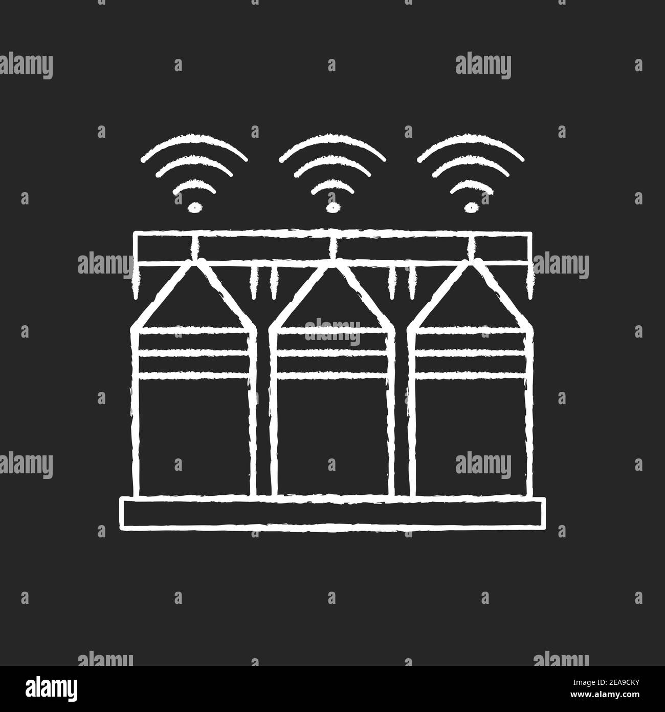 Smart crop storage chalk white icon on black background Stock Vector