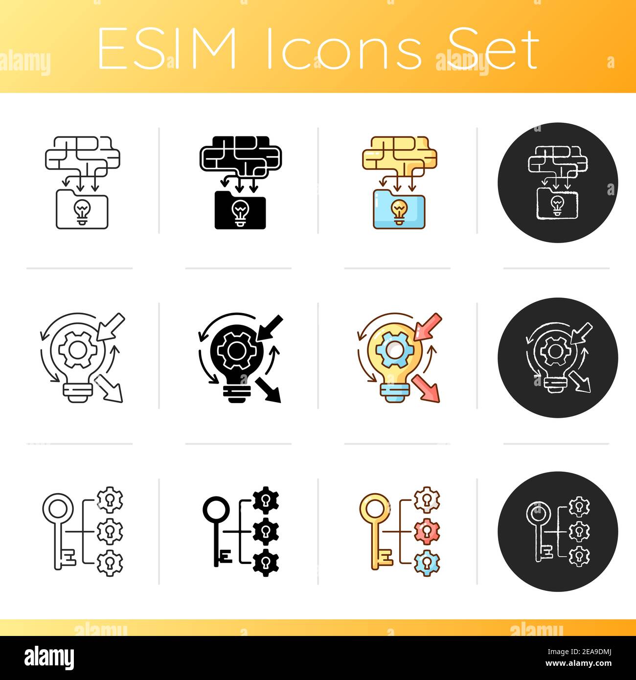 Creative thinking icons set Stock Vector