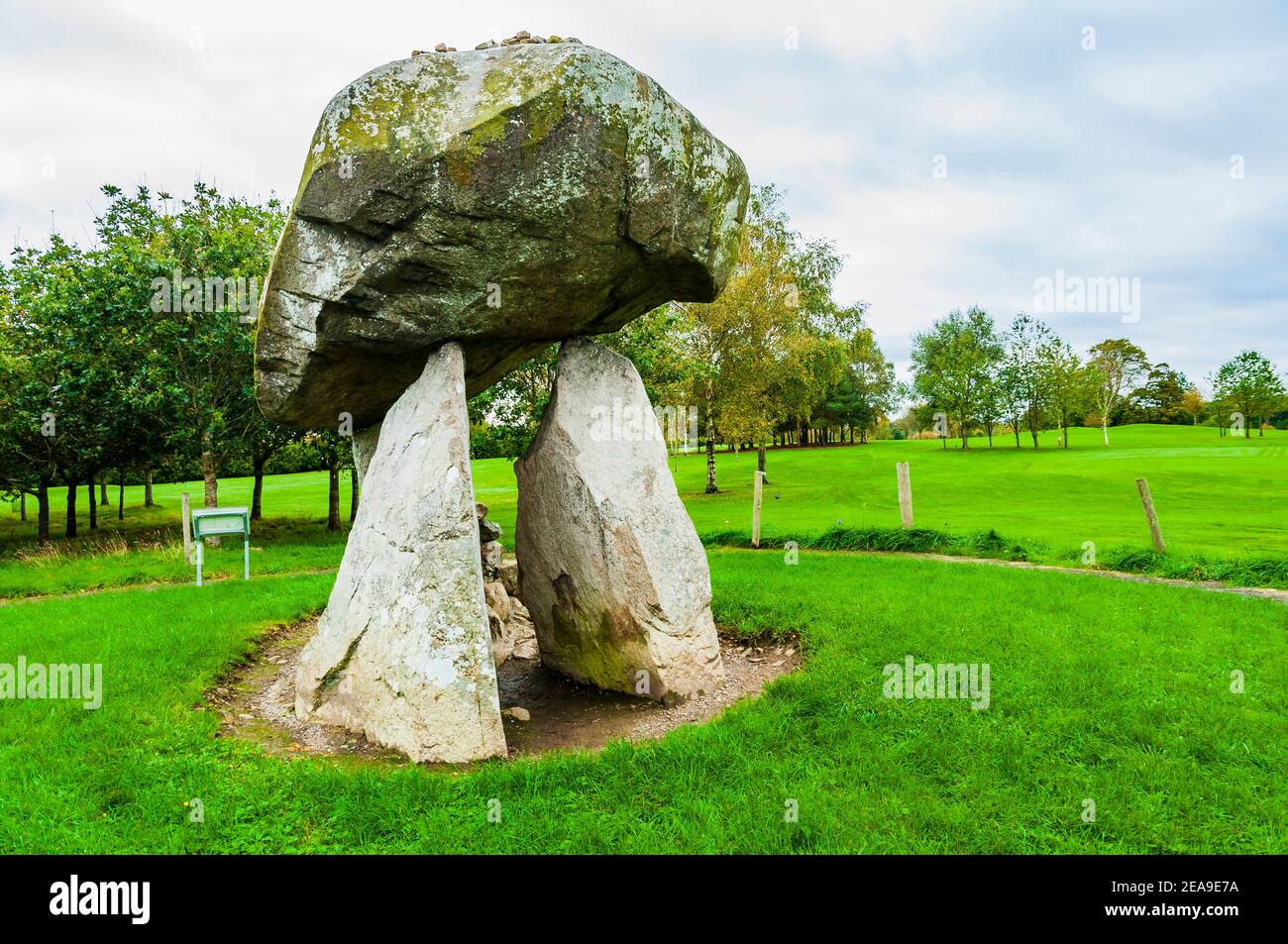 Proleek Dolmen is a dolmen, portal tomb, and National Monument. Proleek, Ravensdale, County Louth, Ireland, Europe Stock Photo